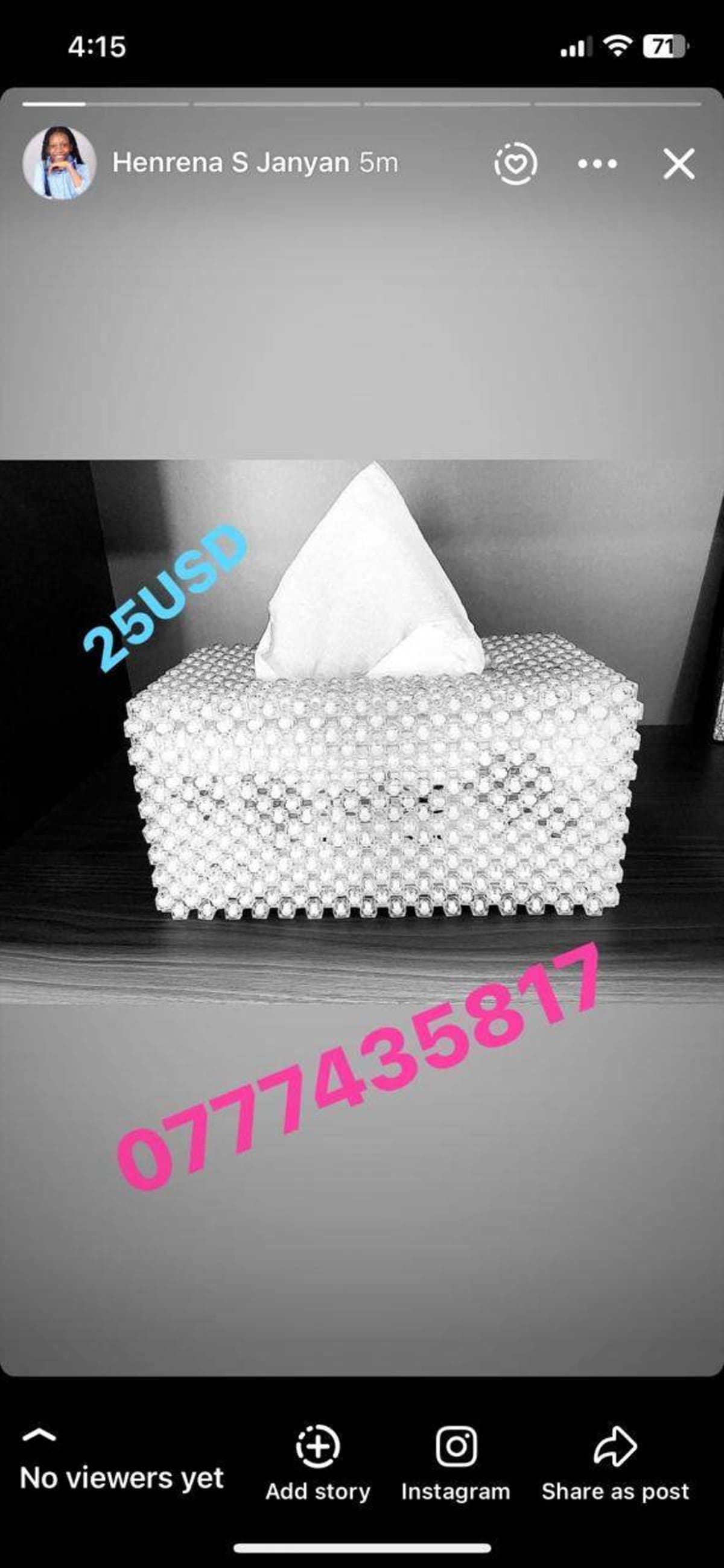 Handmade Beaded Napkin Box Holder - Image 1